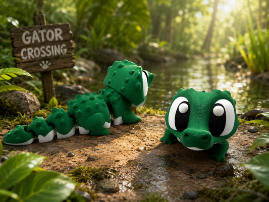 3D Printed Crocodile Palm Pet Desk Buddy Articulated Medium Size
