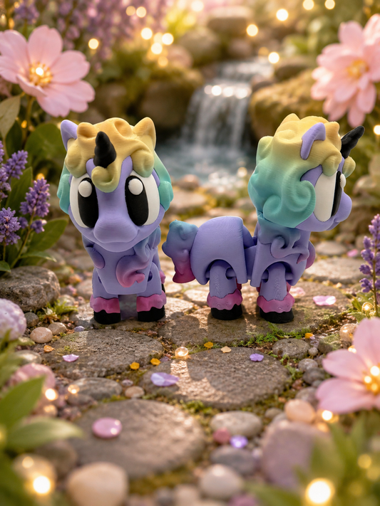 3D Printed Unicorns Palm Pet Desk Buddy Articulated Medium Size