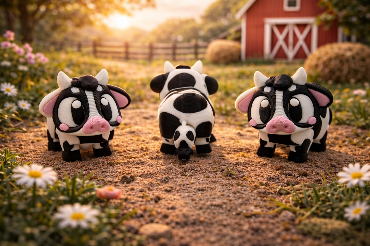 3D Printed Cows Articulated Keyring