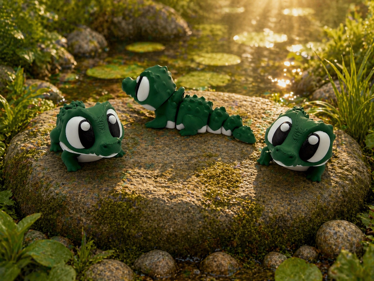 3D Printed Crocodile Articulated Flexi Fidget Keyring