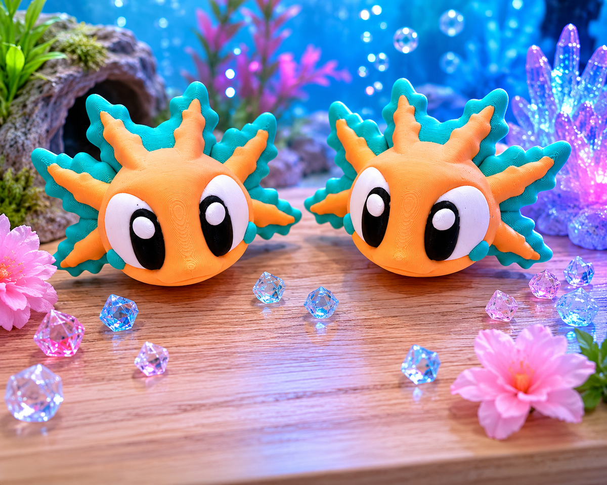 3D Printed Axolotl Palm Pet Desk Buddy Articulated Medium Size