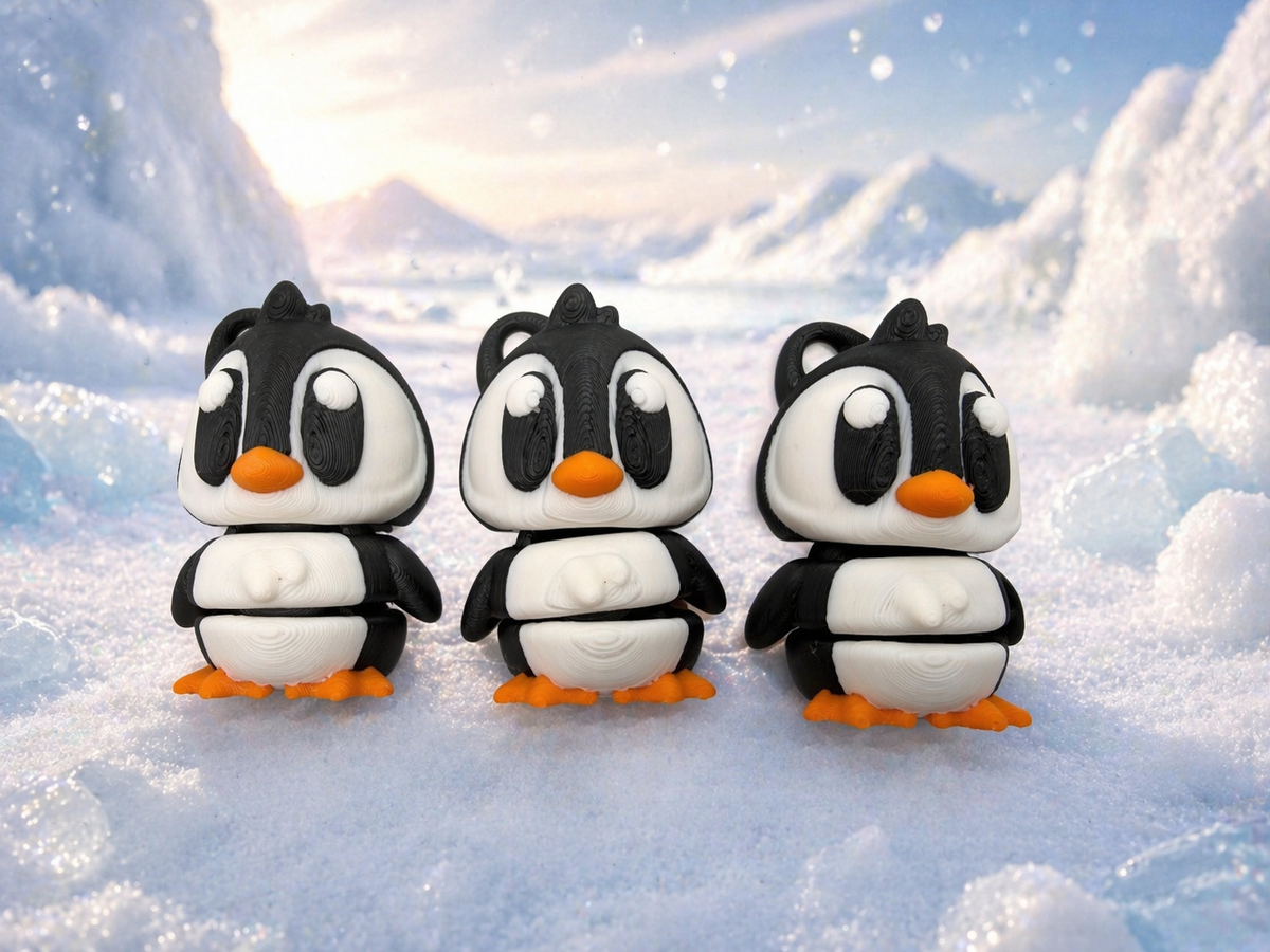 3D Printed Penguin Articulated Keyring
