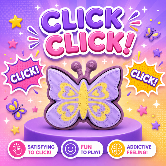 3D Printed Purple Butterfly Clicker