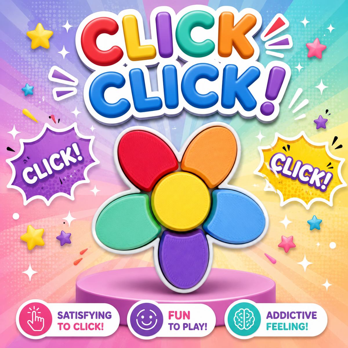 3D Printed Multi Coloured Flower Clicker