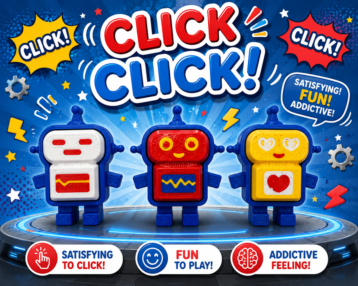 Set of 3 Robot Clickers 3D Printed