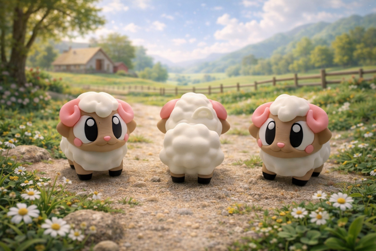3D Printed Sheep Articulated Flexi Fidget Keyring