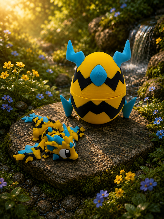 3D Printed Voltage Dragon & Egg Set Articulated